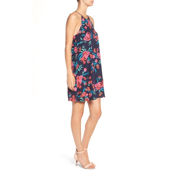 WRN1x Everly Floral Print High Neck Shift Dress -M - Picture 3 of 8